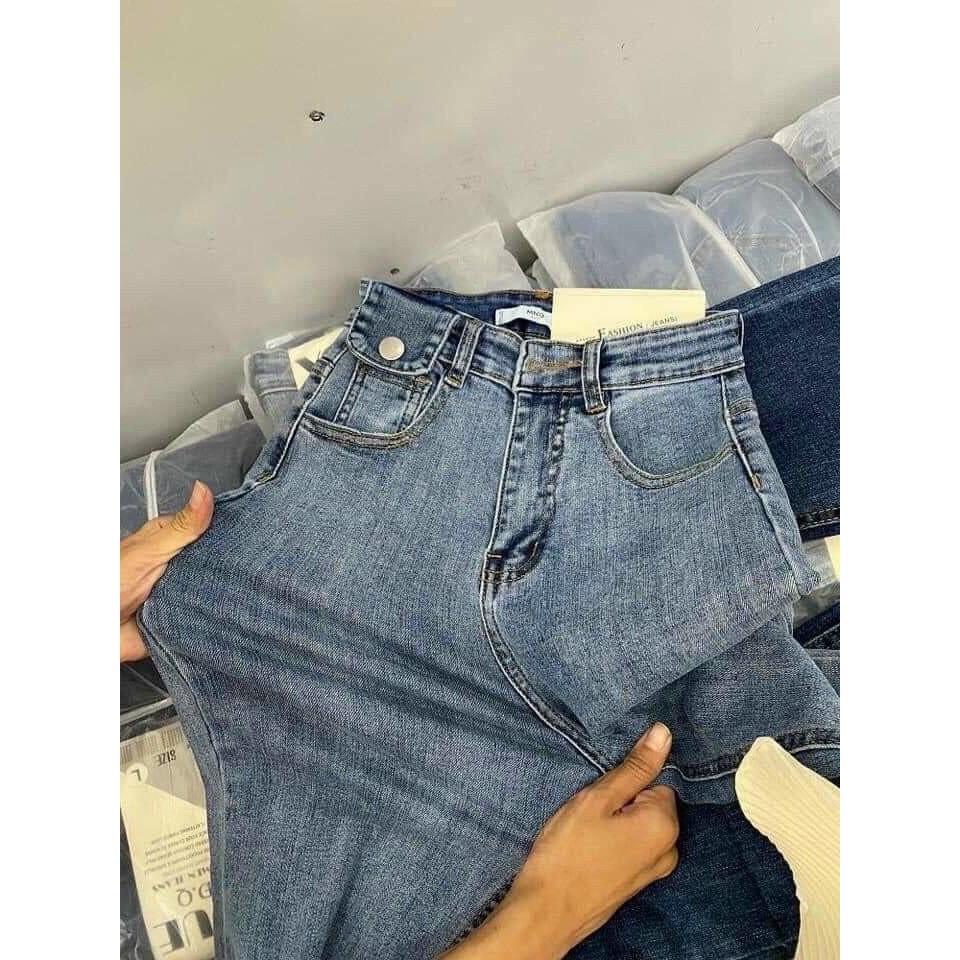 Quần Jean Nữ Lưng Cao Nắp Túi Co Giãn - Quần Bò Nữ Cạp Cao Dáng Ôm Nắp Túi Chất Jeans Đẹp Cao Cấp Senorita