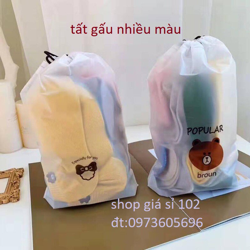 set 10 Đôi Tất Gấu Cổ Ngắn Cho Nữ - Vớ Gấu Nhiều Màu