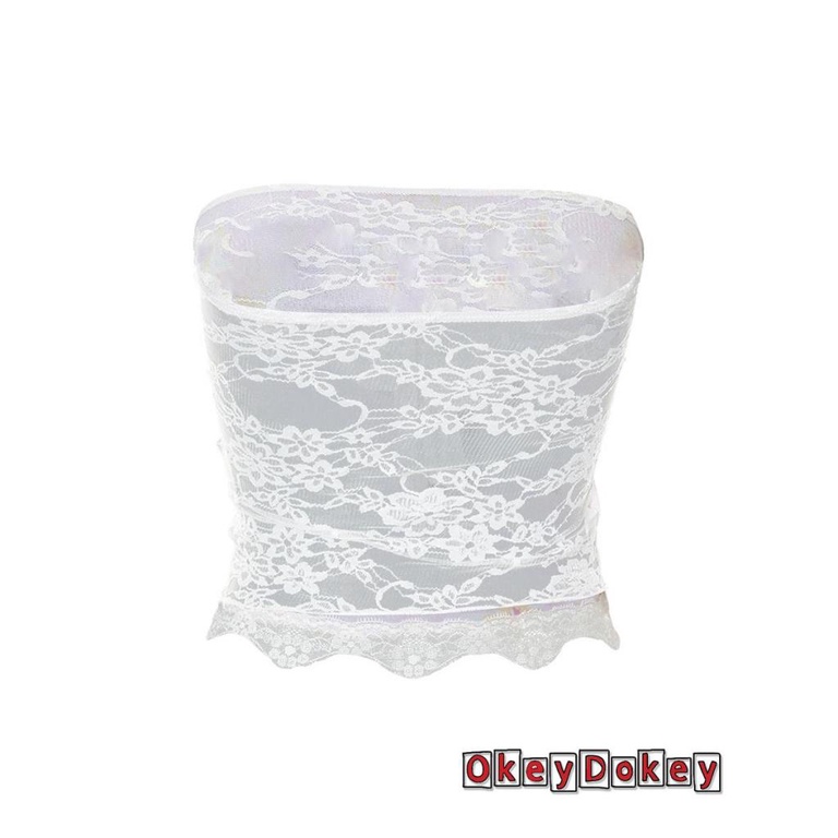 OKDK-Women Sexy Tube Tops Flower Print Lace Patchwork Strapless Off Shoulder Cropped Tank Tops