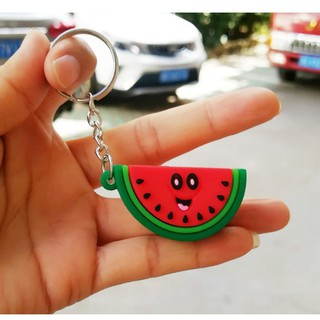 Móc khóa cao su cứng hình miếng dưa hấu