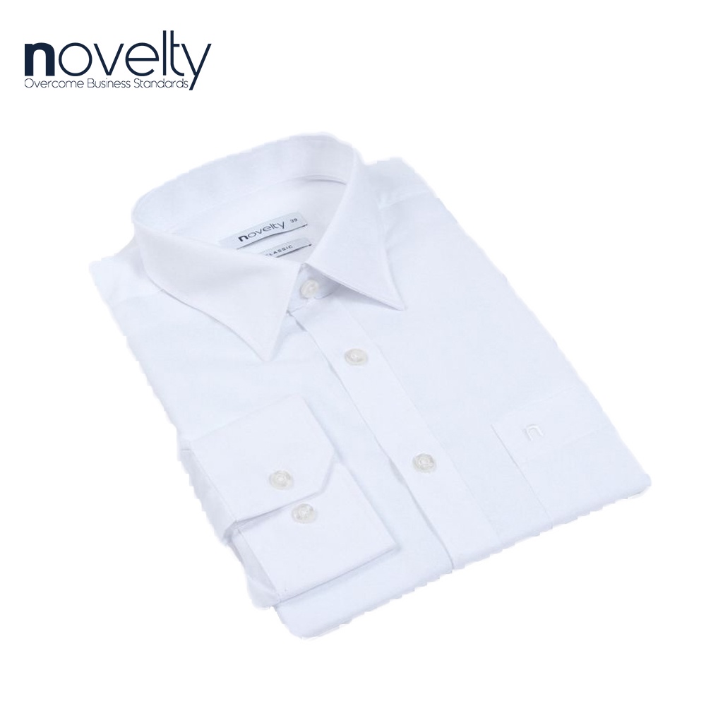 Áo Sơ mi nam dài tay trắng trơn vạt bầu Regular Fit Novelty 210271D