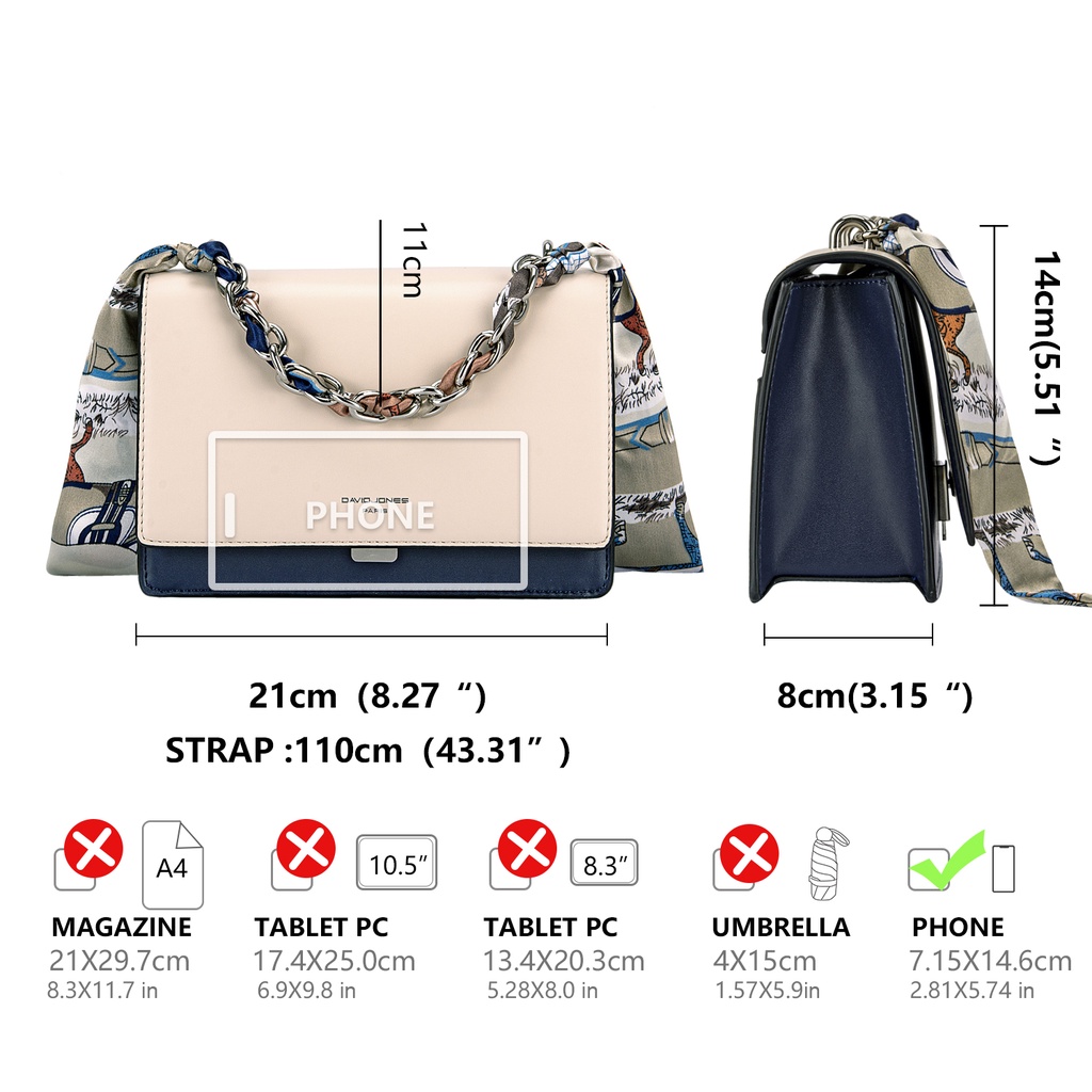 Túi đeo chéo DAVID JONES thời trang nữ tính