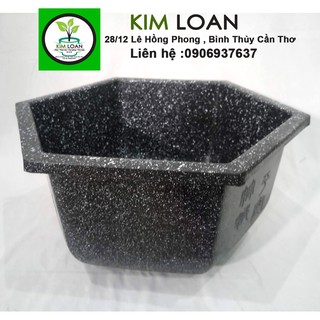 Combo 4 chậu nhựa lục giác bầu vân đá 34x18cm