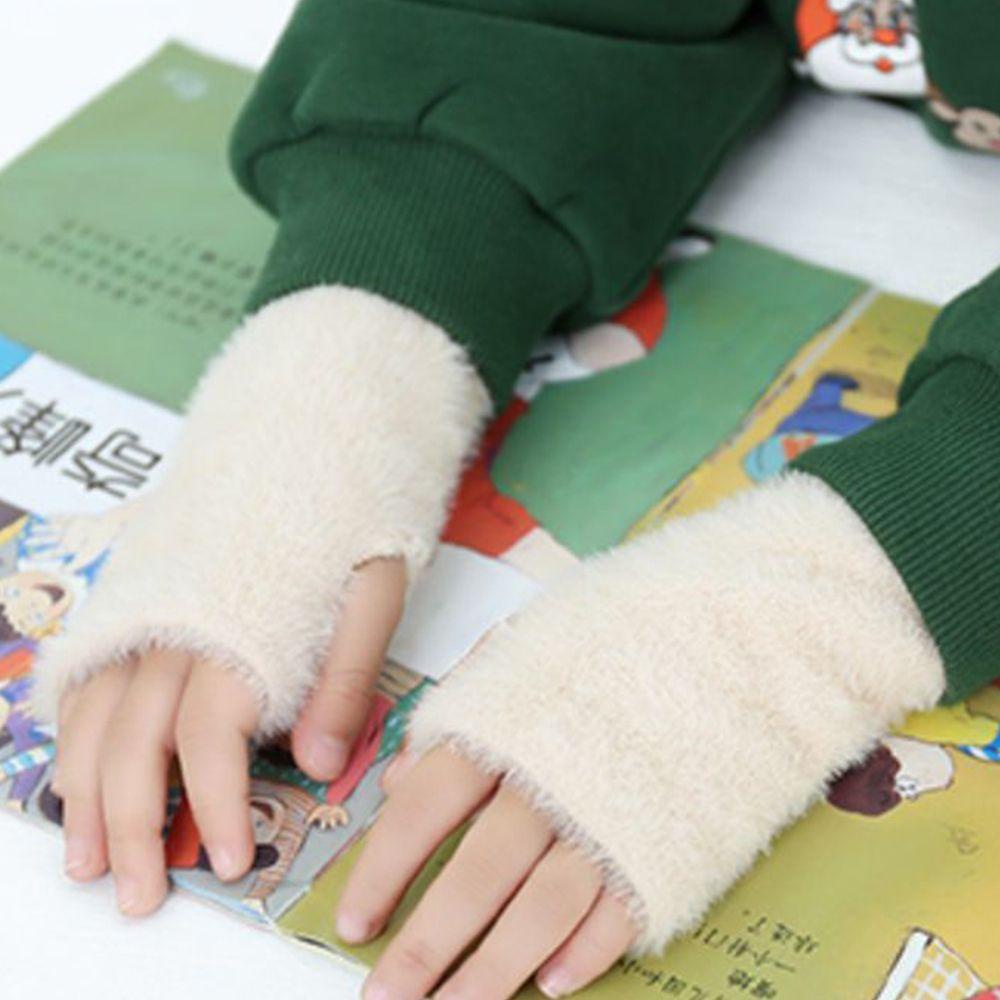 1 Găng Tay Hở Ngón Lông Chồn Giả Màu Sắc Thời Trang