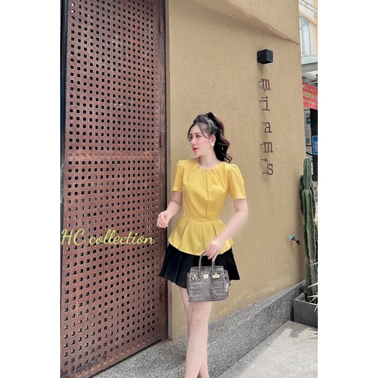 Áo peplum đũi tơ cúc ngọc