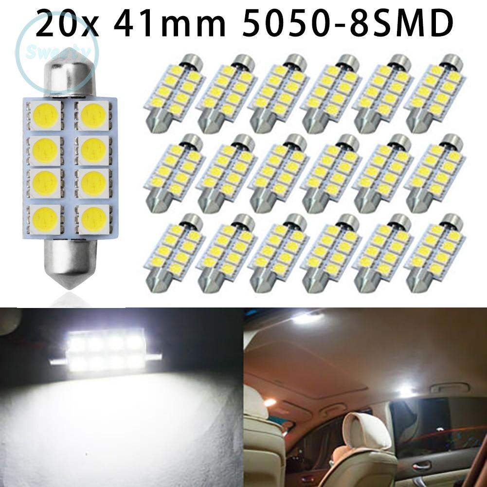 Set 20 Bóng Đèn Led 41mm 5050 8smd Gắn Trần Xe Hơi Chuyên Dụng