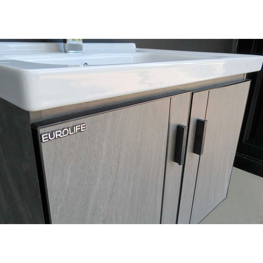 Bộ tủ Lavabo gỗ Polywood phủ Melamine chịu ẩm Eurolife BLV-PM04 Xám nhạt