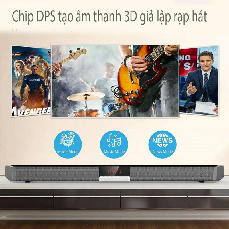 Loa soundbar tivi 3D Âm thanh nổi kết nối không dây SR100 có bluetooth
