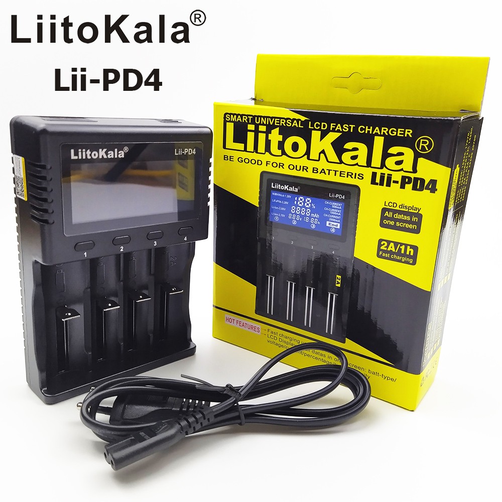 Bộ sạc pin thông minh Lii-PD4 AA AAA  26650, 21700, 18650, 18490, 17700, 17500, 16340 (RCR123), 14500, 10440