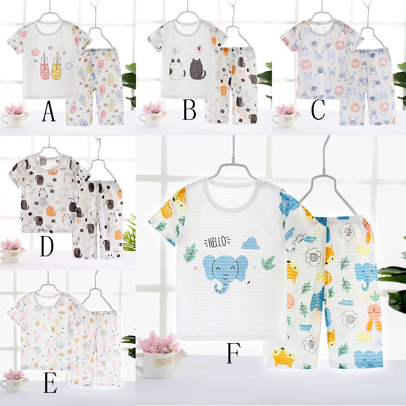 Bộ đồ ngủ SANITKUN thoáng khí thời trang họa tiết hoạt hình dễ thương cho bé trai và bé gái