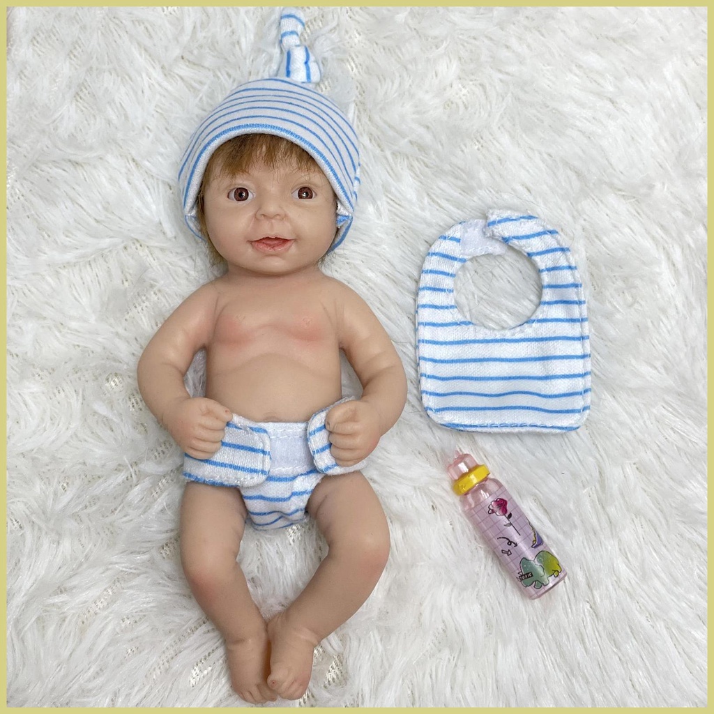 Búp Bê Em Bé Sơ Sinh Bằng Silicon Mềm Kích Thước 6 Inch Kèm Quần Áo Và Cho Bé