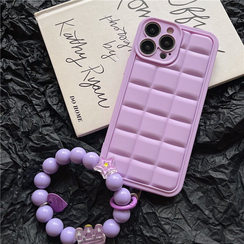 Ốp Điện Thoại IMD Hình Vuông Họa Tiết Kẻ Ô 3D Màu Xanh Bạc Hà / Xanh Lá / Đỏ Cho iphone 13 pro max 12 pro max 11 pro max XS max XR X XS