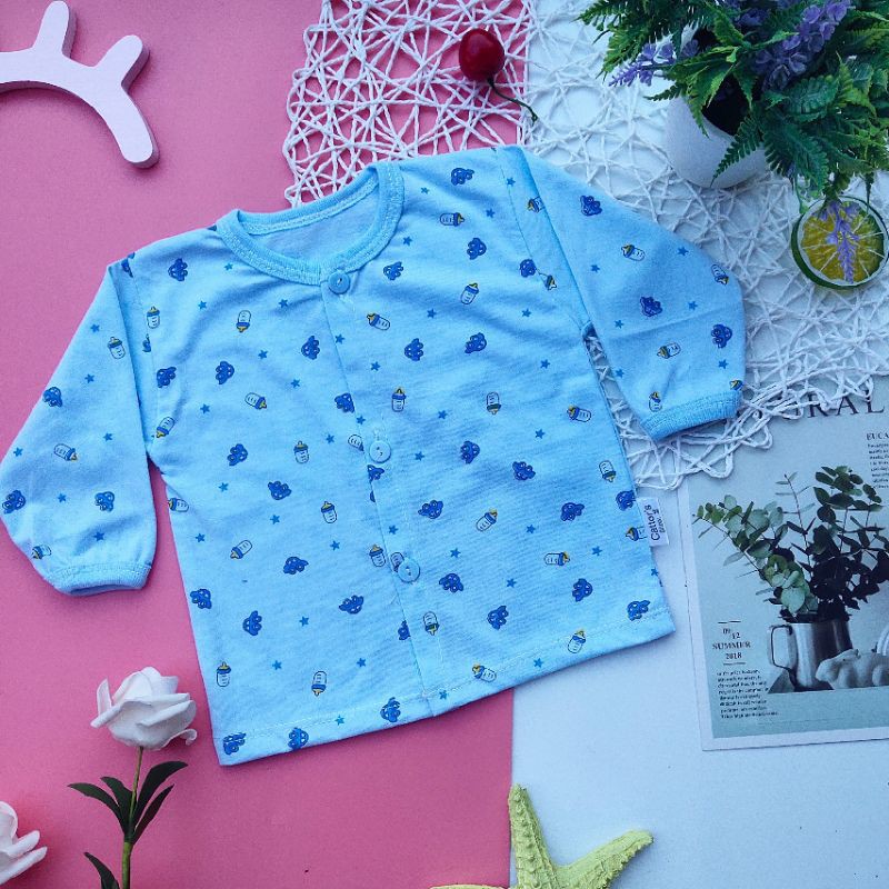 Áo Cotton Bình Sữa Dài Tay Cúc Thẳng Cho Bé 3-10kg