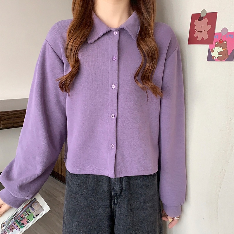 SUXI Áo sơ mi tay dài dáng rộng phong cách Hàn Quốc dành cho nữ