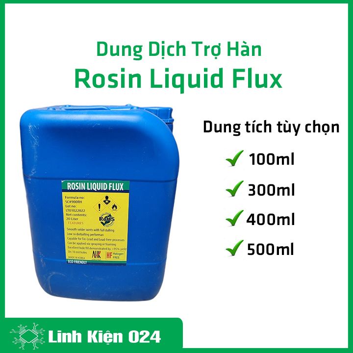 Dung dịch trợ hàn Rosin Liquid Flux 100ml, 300ml, 400ml, 500ml không chứa chì hàng Hàn Quốc