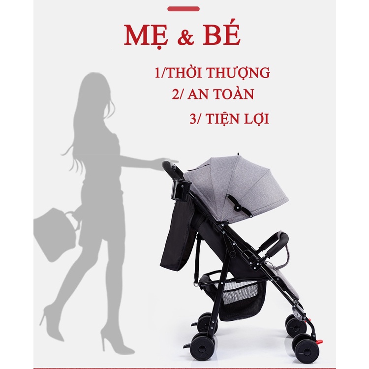Xe Đẩy Em Bé Khung Thép Chắc Chắn Xe Nôi Trẻ Em Cao Cấp Gấp Gọn Tiện Lợi XD003