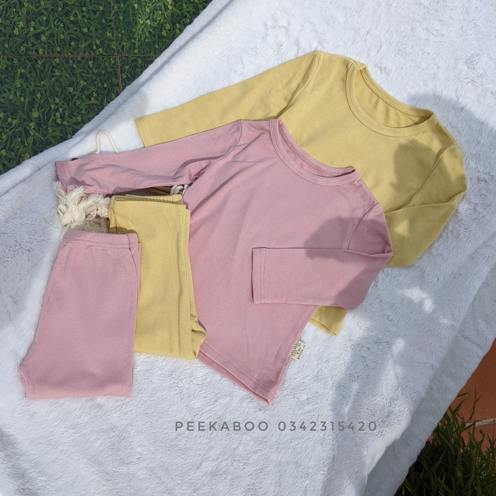[PEEKABOO] Bộ Dài Tay Trơn Thun Tăm PeeKaBoo Quảng Châu Cao Cấp