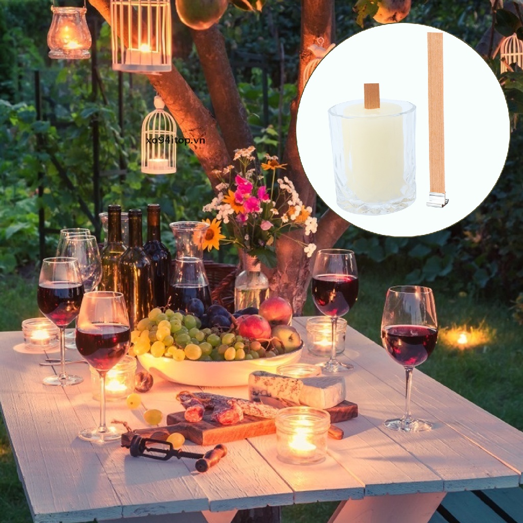 Xoitop Set 100 Lõi Nến Gỗ Tự Nhiên Kèm Giá Đỡ Sắt