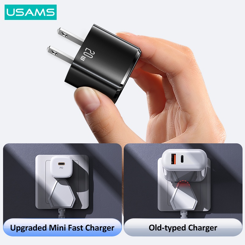 Usams Bộ Sạc Nhanh Mini PD 20W Phích Cắm EU Tiện Dụng
