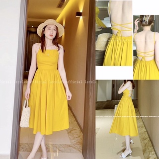 Đầm Maxi vàng hai hở lưng duyên dáng hàng đẹp chất mềm⛱ Ảnh thật