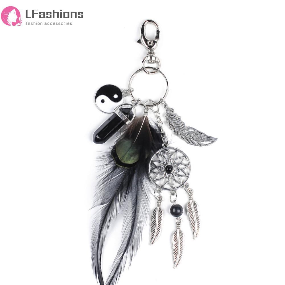 Móc Khóa Hình Dreamcatcher Phối Lông Vũ Thời Trang