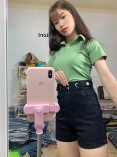 Quần short khoen đai lưng cao