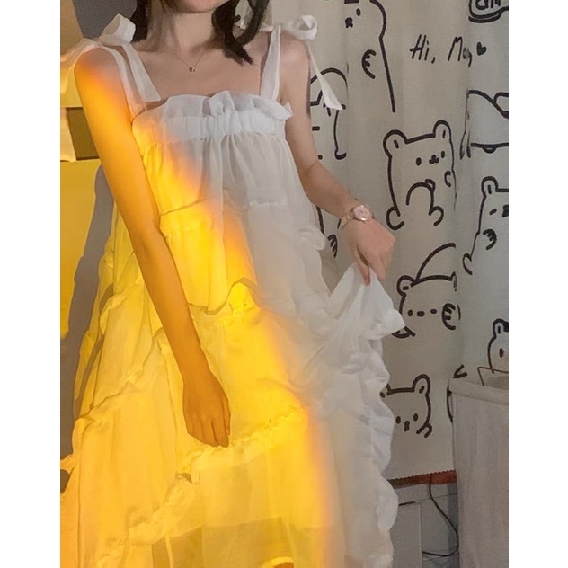 SẴN🖤Đầm Công chúa 3lớp LOẠI 1 bèo nhún váy tiểu thư vintage 2 dây/Váy trắng xinh babydoll/Váy bánh bèo ulzzang retro