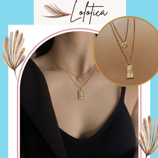Dây chuyền titan 2 tầng phong cách Boho - vòng cổ hợp kim mặt đồng xu Hy Lạp phụ kiện  - Lolotica