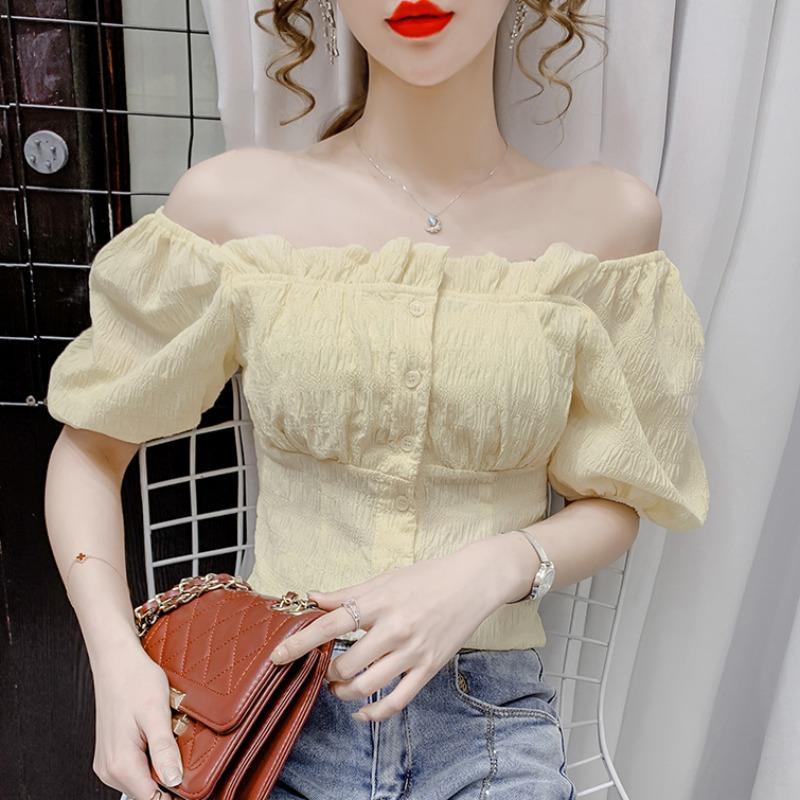 Áo Kiểu Cổ Vuông Tay Phồng Mẫu Mới 2022 Thời Trang Mùa Hè Phong Cách Phương Tây Cho Nữ