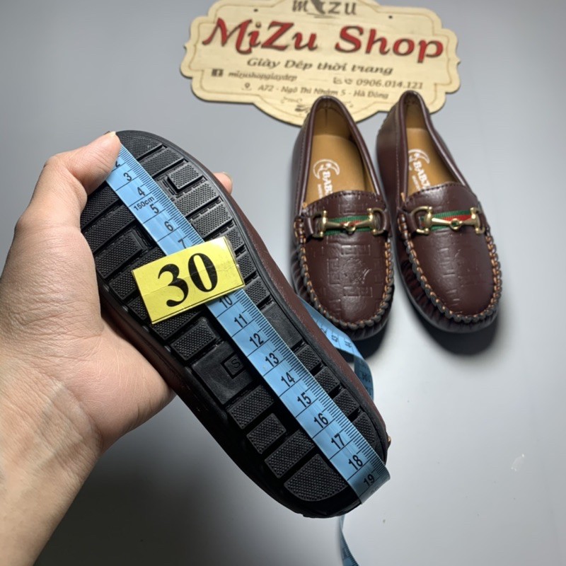 M53 (Ảnh thật) Giày da mềm bé trai màu nâu khóa móc