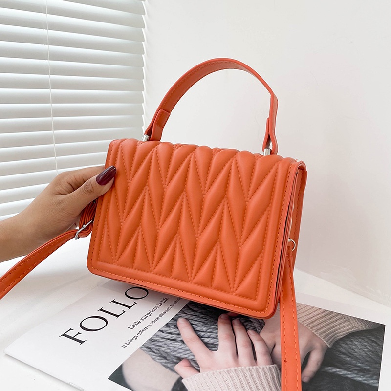 Túi đeo chéo IELGY dáng vuông nhỏ màu trơn họa tiết vân đá phong cách Hàn Quốc cổ điển thời trang cho nữ