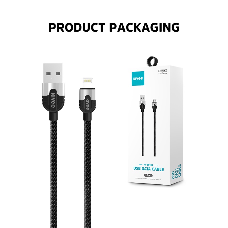 Cáp sạc Kivee 3a cáp sạc nhanh dài 1,2 mét phù hợp với Huawei Samsung oppo Xiaomi