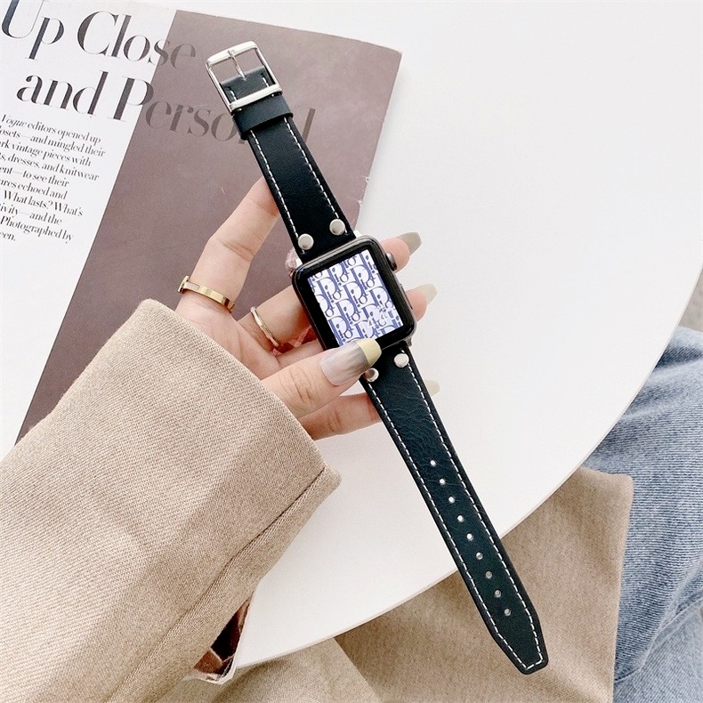 Dây đeo da chất lượng cao thích hợp cho đồng hồ thông minh Apple watch 2 3 4 5 6 SE 42mm 38mm 40mm 44mm