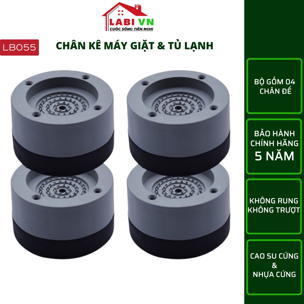 Chân Đế Kê Chống Rung Máy Giặt & Tủ Lạnh LABI VN LB055 - Bộ 04 Chân - Sản Phẩm Chính Hãng Việt Nam