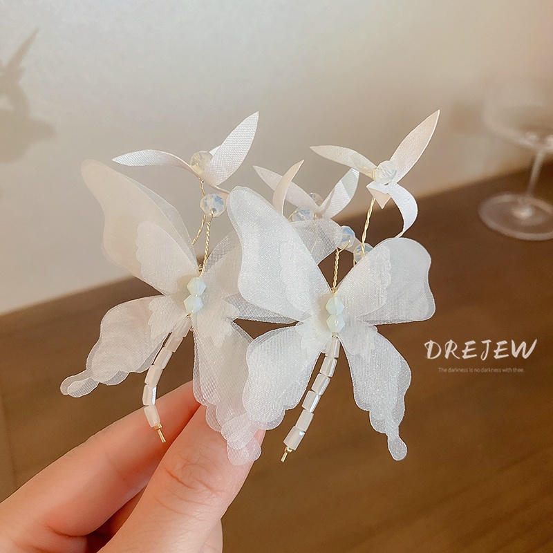 DREJEW Kẹp Tóc Bướm Pha Lê Siêu Cổ Tích Thời Trang Mori Ngọt Ngào Cho Nữ