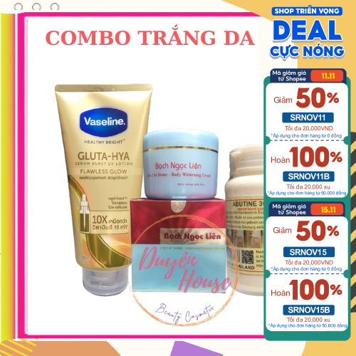 Combo dưỡng trắng da BNL + Vaseline tặng kèm que trộn kem
