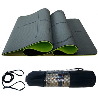 Thảm Tập Yoga Định Tuyến TPE 2 Lớp - Màu Rêu Đen - Chính Hãng miDoctor + Bao Thảm Tập Yoga + Dây Buộc Thảm Tập Yoga