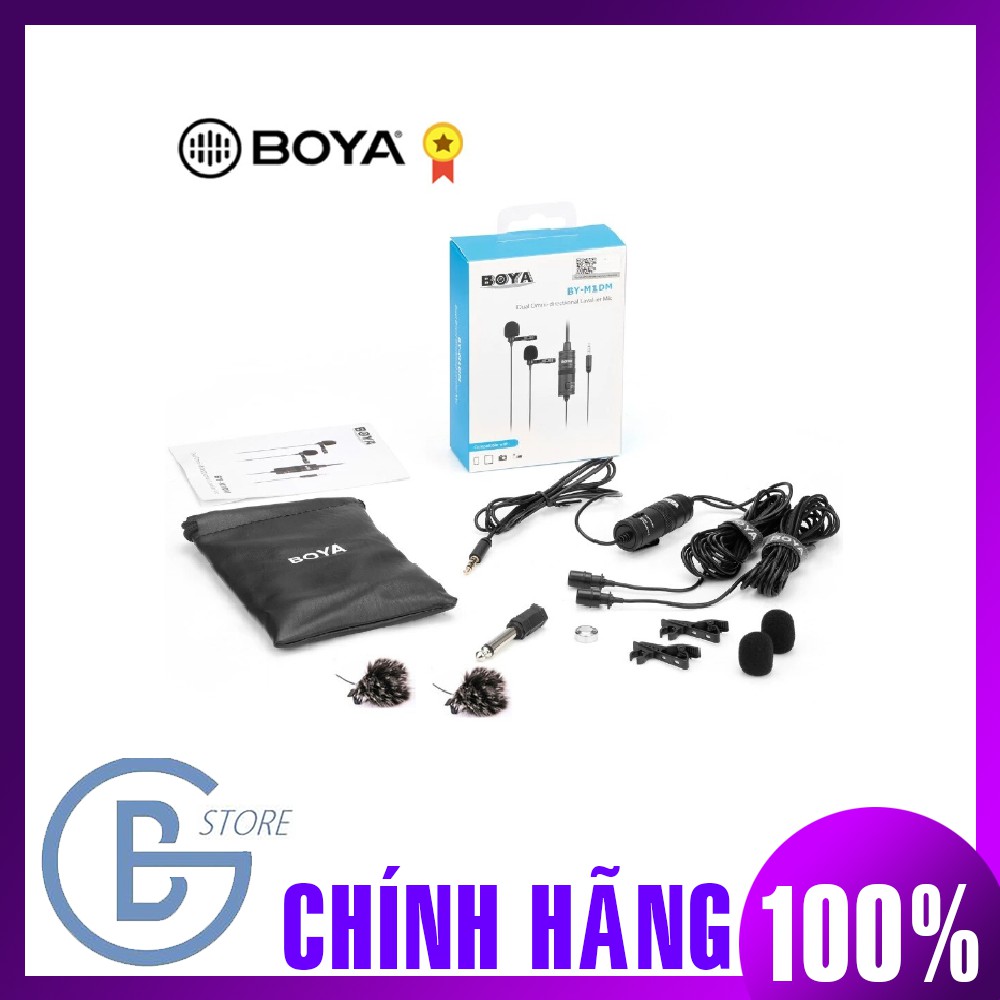 Micro Thu Âm Cài Áo Cho Camera & Điện Thoại BOYA Gopro Mic BOYA BY-M1DM- Hàng Chính Hãng