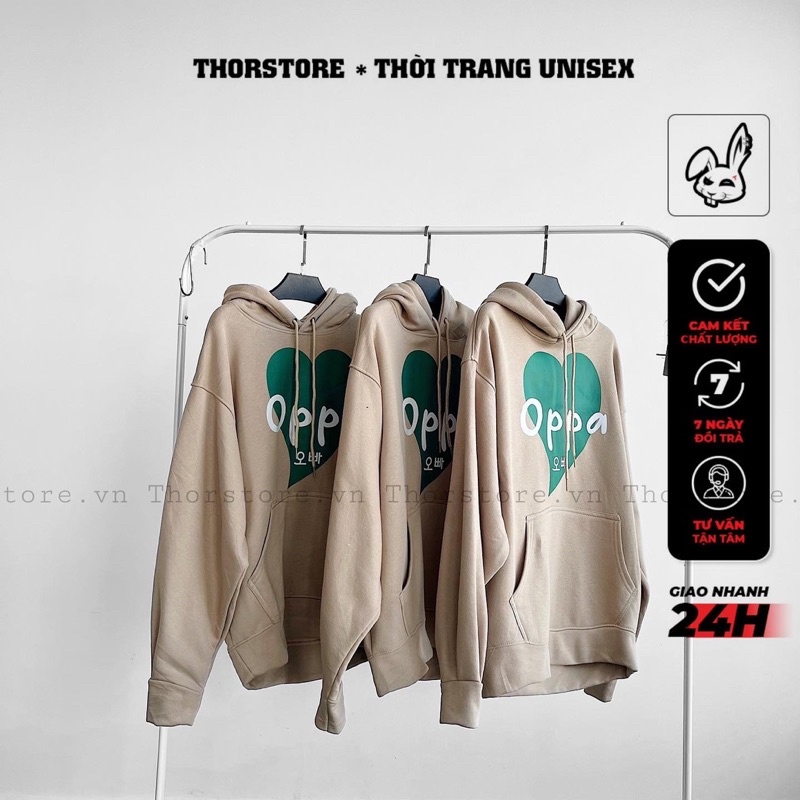 Áo hoodie nam nữ,in chữ Oppa form rộng