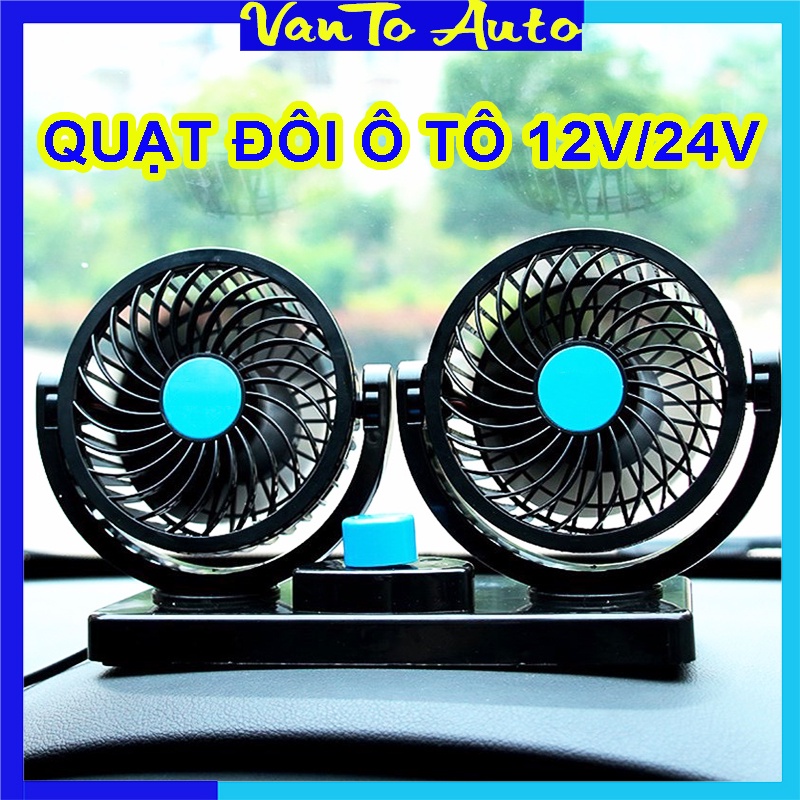 ⚡Video Thật⚡ Quạt Đôi Ô Tô - Quạt Máy Đôi Mini 12V - 24V, Xoay 360 Tiện Ích Trên Ô Tô, Xe Hơi Cao Cấp