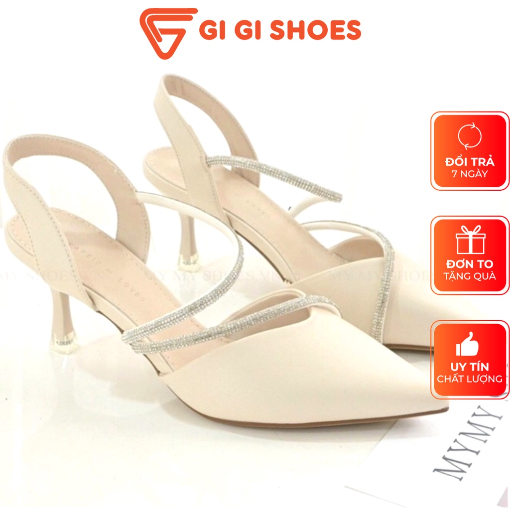 Giày cao gót 7p màu đen sang chảnh, Sandal công sở cao gót cao cấp mũi nhọn