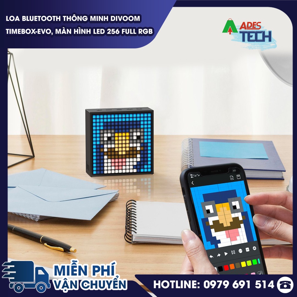Loa Nghe Nhạc Bluetooth Divoom Timebox Evo | Loa Nghe Nhạc Thông Minh | màn hình LED 256 Full RGB