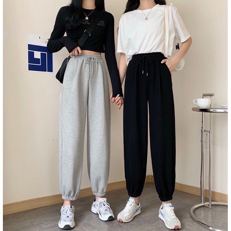 Quần Jogger Nữ Form Dài Ống Rộng Có Bo Phong Cách SIMPLE Ulzzang OHS8001