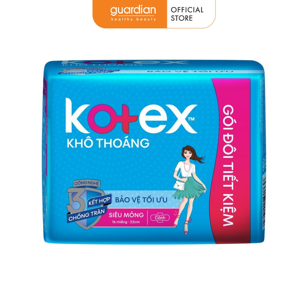 Băng vệ sinh Kotex khô thoáng siêu mỏng cánh 23cm (16 miếng)