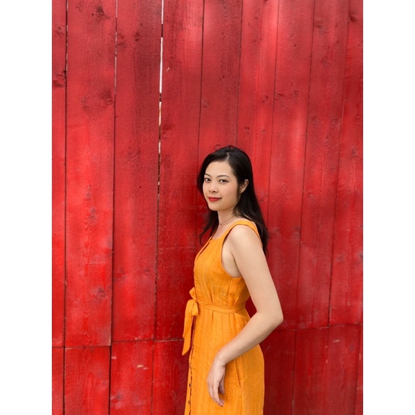VÁY HAI DÂY DÁNG DÀI MÀU CAM ĐẸP - ROSIE LINEN