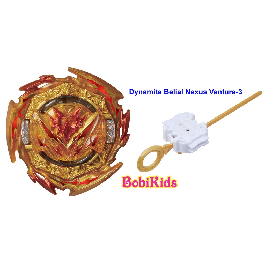 (Bán lẻ B190) Con quay Dynamite Belial Nexus Venture-3 (Gold Ver) + Launcher R(nhựa) Beyblade Burst DB TAKARA TOMY