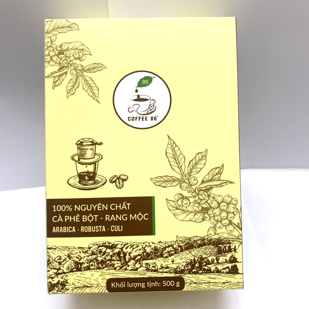 Cà phê bột Arabica & Robusta cao cấp - Cà Phê 86 - Cà phê nguyên chất 100% (Hộp 500g)