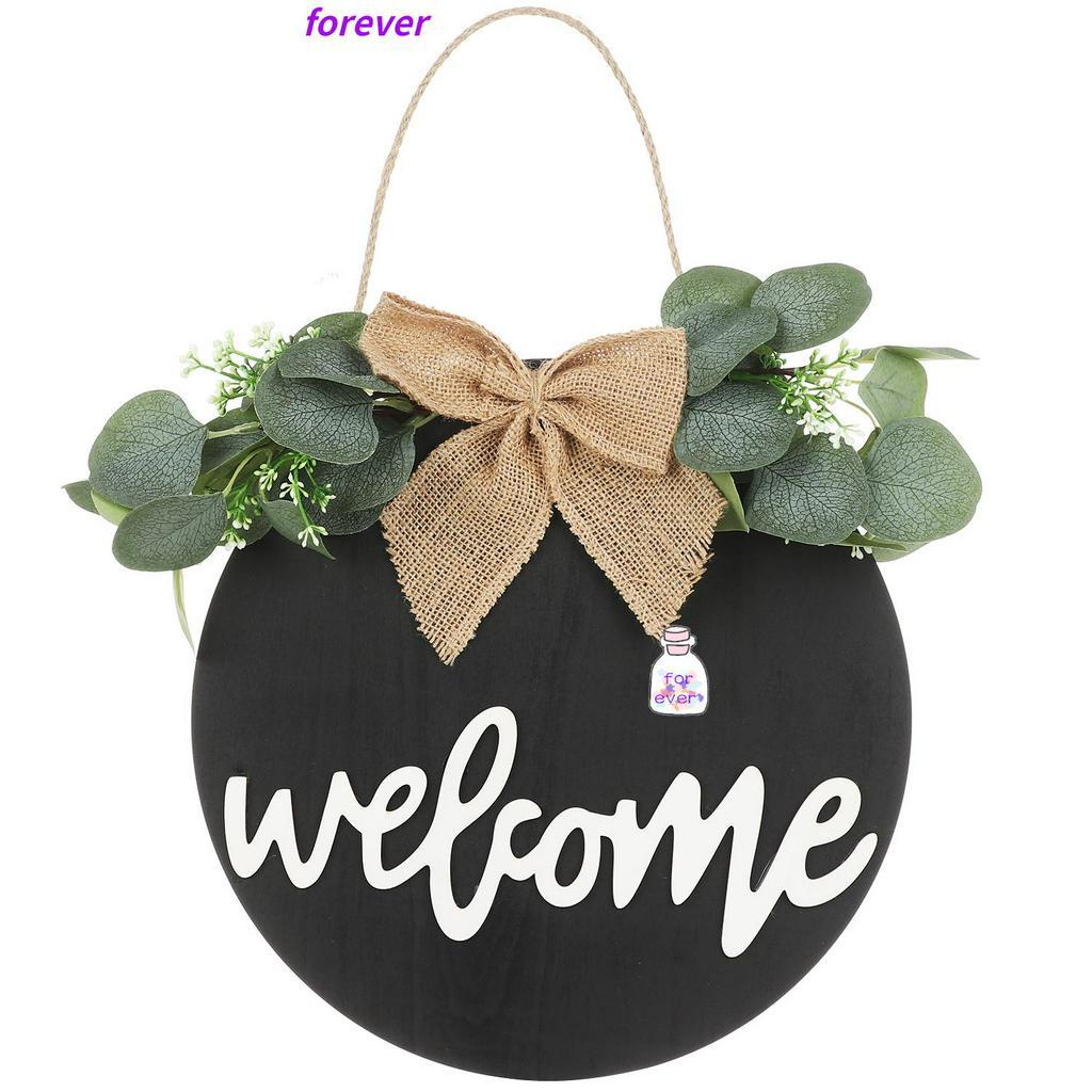 Bảng Treo Cửa Hình Tròn In Chữ Welcome Bằng Gỗ Mộc Mạc Trang Trí Nhà Cửa