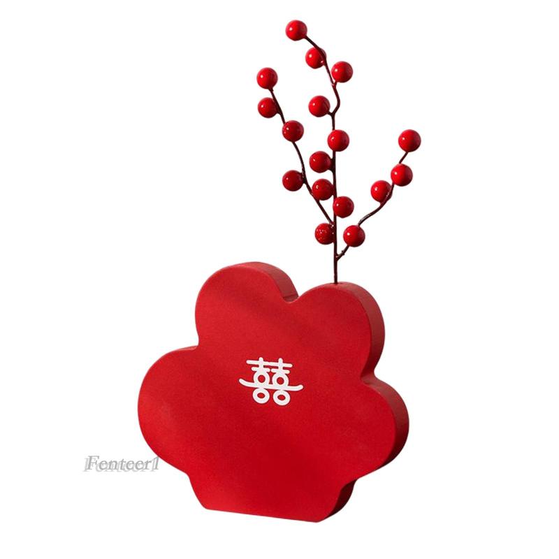 [Fenteer1] Bình Hoa Màu Đỏ Điêu Khắc Trung Tâm Trang Trí Phòng Khách Đám Cưới