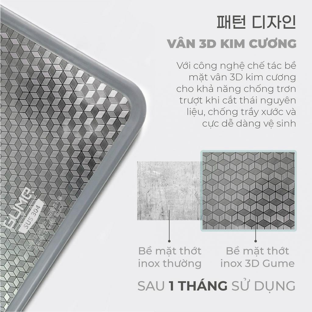 Thớt Kháng Khuẩn Cao Cấp GUME Hàn Quốc 2 Mặt Bằng INOX 304 Với Gỗ Mun Nguyên Khối